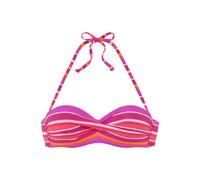 Bügel-Bandeau-Bikini-Top S.OLIVER "Fun", Damen, Gr. 44, Cup E, pink (pink bedruckt), Recycling-Polyamid, gestreift, Bikini-Oberteile, im trendigen Streifen-Design (26949527-44) pink bedruckt