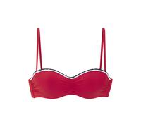Bügel-Bandeau-Bikini-Top S.OLIVER "Junis", Damen, Gr. 36, Cup E, rot, Recycling-Polyamid, unifarben, kontrastfarbene Details, Bikini-Oberteile, mit geflochtenen Details (31500662-36) rot