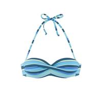 Bügel-Bandeau-Bikini-Top S.OLIVER "Fun", Damen, Gr. 36, Cup C, blau (türkis bedruckt), Recycling-Polyamid, gestreift, Bikini-Oberteile Bügel-Bandeau-Bikini-Top, im trendigen Streifen-Design (89608701-