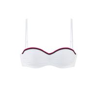 Bügel-Bandeau-Bikini-Top S.OLIVER "Junis", Damen, Gr. 38, Cup C, weiß, Recycling-Polyamid, unifarben, kontrastfarbene Details, Bikini-Oberteile, mit geflochtenen Details (56203824-38) weiß