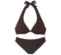 Bügel-Bikini S.OLIVER "Naila", Damen, Gr. 40, Cup F, braun, Microfaser, Polyamid, Strukturmuster, Bikini-Sets Bügel-Bikini, mit Struktur (25183041-40) braun