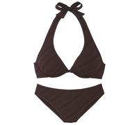 Bügel-Bikini S.OLIVER "Naila", Damen, Gr. 40, Cup E, braun, Microfaser, Polyamid, Strukturmuster, Bikini-Sets, mit Struktur (95064849-40) braun