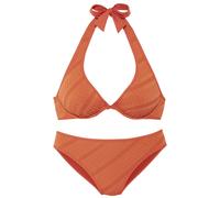 Bügel-Bikini S.OLIVER "Naila", Damen, Gr. 38, Cup F, orange, Microfaser, Polyamid, Strukturmuster, Bikini-Sets, mit Struktur (91560013-38) orange