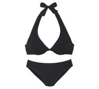 Bügel-Bikini S.OLIVER "Naila", Damen, Gr. 42, Cup D, schwarz, Microfaser, Polyamid, Strukturmuster, Bikini-Sets Bügel-Bikini, mit Struktur, Topseller (88003069-42) schwarz