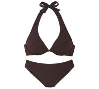 s.Oliver Bügel-Bikini-Set in braun mit Strukturmuster und Neckholder
