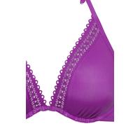 Bügel-Bikini-Top S.OLIVER "Aiko", Damen, Gr. 38, Cup F, pink (beere), Microfaser, Microfaser, Polyamid, Basic, Bikini-Oberteile, mit Häkeloptik (32510820-38) beere