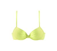Bügel-Bikini-Top S.OLIVER "Spain", Damen, Gr. 34, Cup C, grün (lime), Microfaser, Microfaser, unifarben, Bikini-Oberteile, mit geraffter Mitte, Topseller (752979-34) lime
