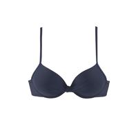 Bügel-Bikini-Top S.OLIVER "Spain", Damen, Gr. 40, Cup C, blau (marine), Microfaser, Microfaser, unifarben, Bikini-Oberteile, mit geraffter Mitte (481109-40) marine