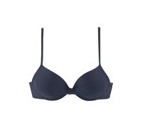 Bügel-Bikini-Top S.OLIVER "Spain", Damen, Gr. 40, Cup C, blau (marine), Microfaser, Microfaser, unifarben, Bikini-Oberteile, mit geraffter Mitte (481109-40) marine