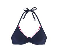 Bügel-Bikini-Top S.OLIVER "Junis", Damen, Gr. 44, Cup B, blau (marine), Recycling-Polyamid, kontrastfarbene Details, unifarben, Bikini-Oberteile, mit geflochtenen Details (85690853-44) marine