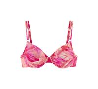 Bügel-Bikini-Top S.OLIVER "Jayce", Damen, Gr. 38, Cup F, rosa (pfirsich bedruckt), Recycling-Polyamid, bedruckt, Bikini-Oberteile, mit goldfarbigen Zierringen (34914012-38) pfirsich bedruckt