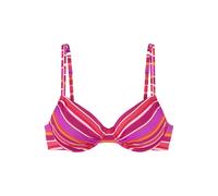 Bügel-Bikini-Top S.OLIVER "Fun", Damen, Gr. 36, Cup F, pink (pink bedruckt), Recycling-Polyamid, gestreift, Bikini-Oberteile, im trendigen Streifen-Design (28238334-36) pink bedruckt
