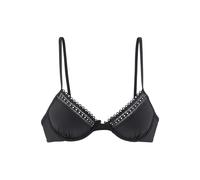 Bügel-Bikini-Top S.OLIVER "Aiko", Damen, Gr. 38, Cup D, schwarz, Microfaser, Polyamid, Microfaser, unifarben, Bikini-Oberteile, mit Häkeloptik (99712936-38) schwarz