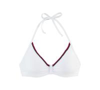 Bügel-Bikini-Top S.OLIVER "Junis", Damen, Gr. 40, Cup E, weiß, Recycling-Polyamid, unifarben, kontrastfarbene Details, Bikini-Oberteile, mit geflochtenen Details (22354313-40) weiß