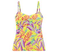 Bügel-Tankini-Top S.OLIVER "Mallorca", Damen, Gr. 44, Cup C, gelb (gelb, bedruckt), Recycling-Polyamid, bedruckt, Bikini-Oberteile, mit Wickeloptik (39013456-44) gelb, bedruckt