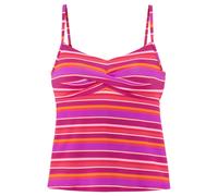 Bügel-Tankini-Top S.OLIVER "Fun", Damen, Gr. 38, Cup C, pink (pink bedruckt), Recycling-Polyamid, gestreift, Bikini-Oberteile, im trendigen Streifen-Design (48097522-38) pink bedruckt