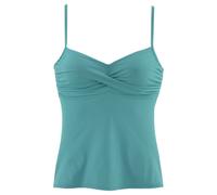 Bügel-Tankini-Top S.OLIVER "Spain", Damen, Gr. 40, Cup D, blau (türkis), Microfaser, Microfaser, unifarben, Bikini-Oberteile, mit Wickeloptik (778906-40) türkis