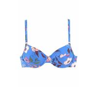 S.OLIVER Bikini Oberteil Damen in blumendruck blau, Größe 40 / D
