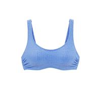 Bustier-Bikini-Top S.OLIVER "Oana", Damen, Gr. 42, Cup E, blau, Microfaser, Strukturmuster, Bikini-Oberteile, mit Bügel (91243862-42) blau