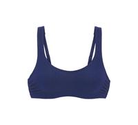 Bustier-Bikini-Top S.OLIVER "Oana", Damen, Gr. 38, Cup B, blau (navy), Microfaser, Strukturmuster, Bikini-Oberteile, mit Bügel (68957702-38) navy