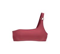Bustier-Bikini-Top S.OLIVER "Rome", Damen, Gr. 38, Cup C/D, rot (rostrot), Microfaser, Polyamid, unifarben, Bikini-Oberteile Bustier-Bikini-Top, mit One-Shoulder-Form (20747209-38)