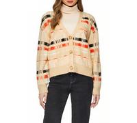 Strickjacke mit Rippbündchen und Knopfleiste 42 beige|orange 2159908.25X6.42