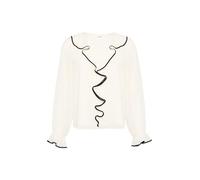 Chiffon-Bluse mit Rüschen-Besatz 36 creme