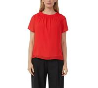 Kurzärmelige Chiffon-Bluse mit Rundhalsausschnitt und Raffung 44 rot 2177015.3214.44