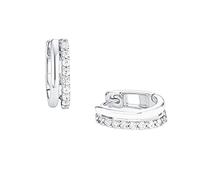 s.Oliver Creolen 925 Sterling Silber Damen Ohrschmuck, mit Zirkonia synth., 1,5 cm, Silber, Kommt in Schmuck Geschenk Box, 2025990