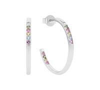 s.Oliver Creolen 925 Sterling Silber Damen Ohrschmuck, mit Zirkonia synth., 2,4 cm, Silber, Kommt in Schmuck Geschenk Box, 2037840