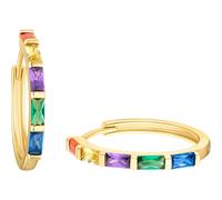 Paar Creolen S.OLIVER "Regenbogen, 2035503" Ohrringe Gr. Silber 925 (Sterlingsilber), bunt (gelbgoldfarben, orange, gelb, lila, grün, blau, blau) Damen Creolen mit Zirkonia (synth.) (87943539-0)