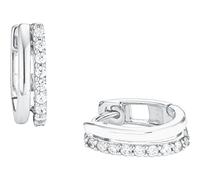 s.Oliver Creolen 925 Sterling Silber Damen Ohrschmuck, mit Zirkonia synth., 1,5 cm, Silber, Kommt in Schmuck Geschenk Box, 2025990