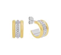 s.Oliver Creolen Edelstahl Damen Ohrschmuck, mit Zirkonia synth., 1,5 cm, Weiß, Kommt in Schmuck Geschenk Box, 2036835