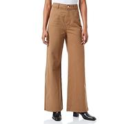 s.Oliver Damen 120.10.202.26.180.2109830 Hose lang Suri Wide Leg, Brown Stretched D, 42W 32L EU