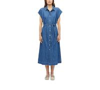 s.Oliver Jeanskleid Damen, 100% Baumwolle, relaxed fit lang, mit Textilgürtel, Gr. 36, Blau