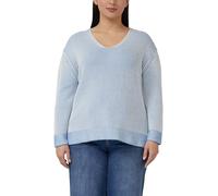 Baumwollmix-Strickpullover mit V-Ausschnitt 52 blau|weiß 2179780.51X0.52