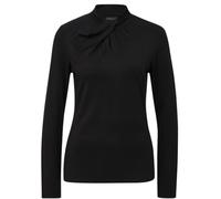 Langarmshirt S.OLIVER BLACK LABEL, Damen, Gr. 40, schwarz, Web, Obermaterial: 95% Viskose, 5% Elasthan, unifarben, normal hüftbedeckend, Rundhals, abgesteppte Kante, 20_2_7_Shirts Langarmshirt, mit Cu