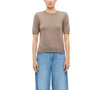 Rundhalspullover S.OLIVER, Damen, Gr. 44, braun (taupe), Strick, Obermaterial: 72% Viskose, 28% Polyester, meliert, normal hüftbedeckend, Rundhals, Flachstrickbündchen, Pullover Rundhalspullover, Halb