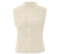 s.Oliver Strickweste Damen – ärmellos, Stehkragen, tailliert, hüftbedeckend, Gr. 46, Beige