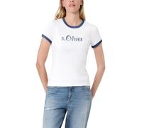 s.Oliver T-Shirt Damen s.Oliver x Heidi Klum mit Logo-Print Rundhals Blau/Weiß Gr. 42