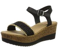 s.Oliver Damen 5-5-28327-24 Riemchensandalen, Schwarz (Black/Raffia 082), 40