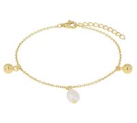 s.Oliver Armband mit Anhänger für Damen, 925 Sterling Silber, mit Süßwasserzuchtperle, 17+3 cm, gold, Geschenkidee, kommt in Schmuck Geschenk Box, 2040598