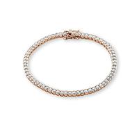 S.Oliver Damen Tennisarmband 925 Sterling Silber rosévergoldet Zirkonia 18 cm weiß