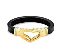 s. Oliver Damen-Armband Lederarmband Edelstahl Leder 21.5 cm - 5400