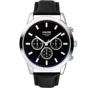 s.Oliver Herren-Armbanduhr Chronograph mit Lederarmband, SO-3858-LC