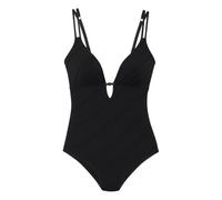 Badeanzug S.OLIVER "Naila", Damen, Gr. 40, Cup A/B, schwarz, Microfaser, Polyamid, Strukturmuster, Badeanzüge, mit Struktur (27334930-40) schwarz