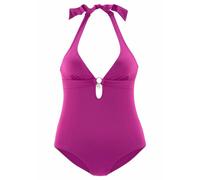 Badeanzug S.OLIVER "Tonia", Damen, Gr. 42, Cup C/D, pink (fuchsia), Microfaser, Polyamid, unifarben, Badeanzüge Badeanzug, herausnehmbare Cups, im Nacken zu binden, im Rücken zu schließen (560471-42)