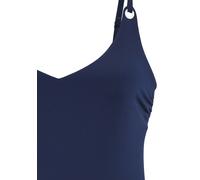 Badeanzug S.OLIVER "Beverly", Damen, Gr. 38, Cup B, blau (marine), Recycling-Polyamid, unifarben, Badeanzüge Badeanzug, mit kontrastfarbigen Zierringen (43879929-38) marine
