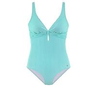 Badeanzug S.OLIVER Gr. 36, Cup A/B, grün (mint, weiß) Damen Badeanzüge Ocean Blue mit V-Ausschnitt und Cut-Out (47088546-36)