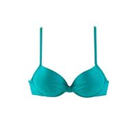 Bandeau-Bikini-Top S.OLIVER "Spain", Damen, Gr. 36, Cup A, blau (türkis), Microfaser, Microfaser, unifarben, Bikini-Oberteile, in unifarben mit Wickeloptik, Topseller (849282-36) türkis